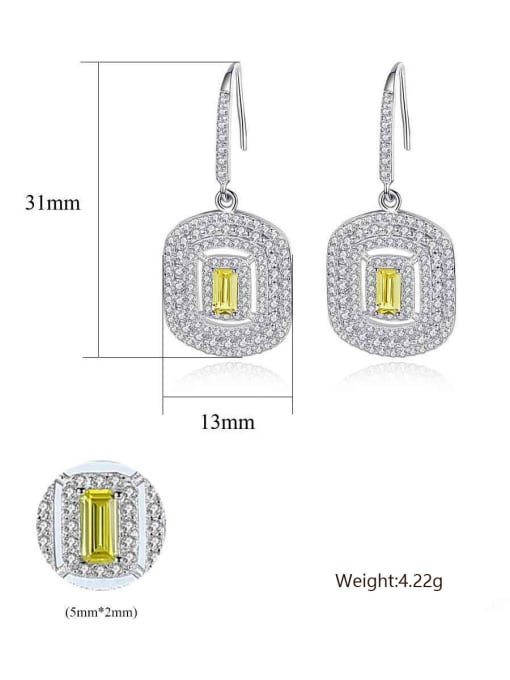 CCUI 925 Sterling Silver With Platinum Plated Delicate Square Hook Earrings 4