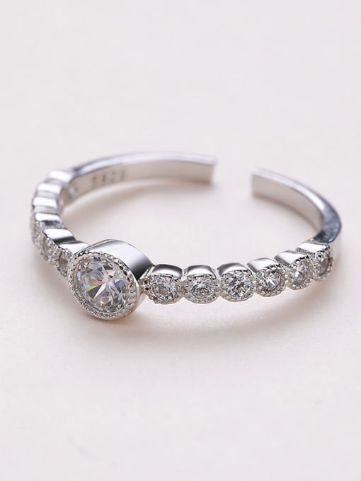 Silvery 925 Silver Shimmering Zircon Ring