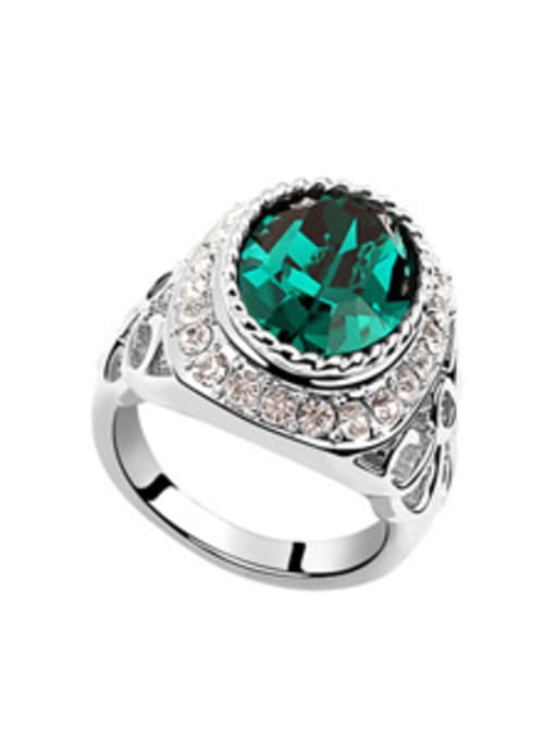 Green Exaggerated Cubic austrian Crystals Alloy Ring