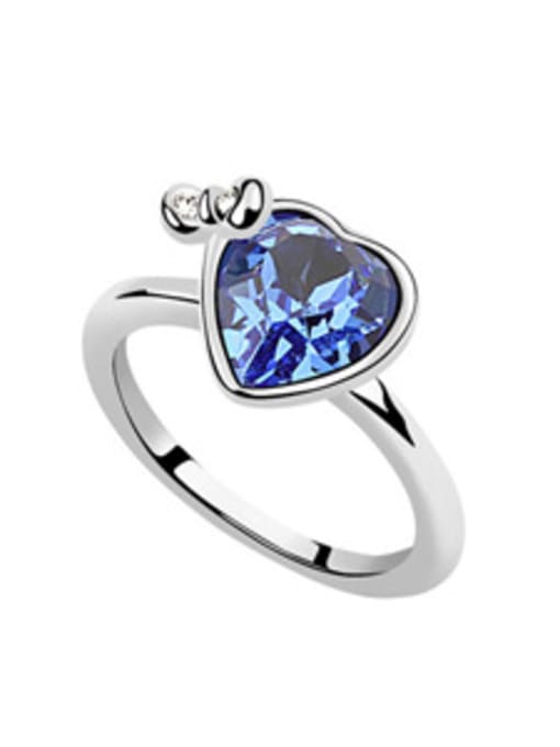 QIANZI Simple Heart austrian Crystal Alloy Platinum Plated Ring 4