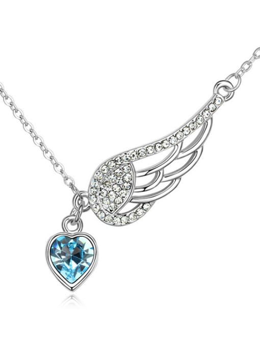 light blue Fashion Angel Wing Heart austrian Crystals Alloy Necklace