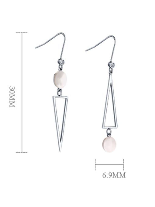 Dan 925 Sterling Silver With Shell Simplistic Triangle Drop Earrings 3