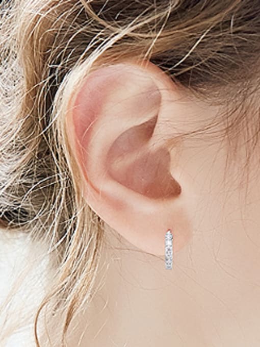 CEIDAI Simple Shiny Cubic Zirconias 925 Silver Earrings 1