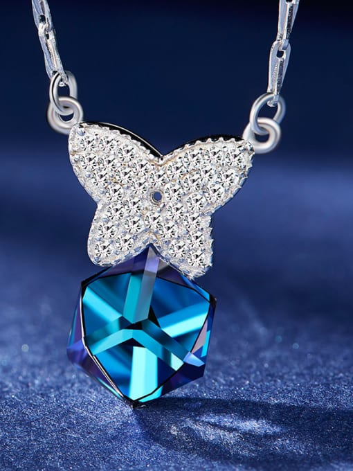 Butterfly Blue Crystal S925 Silver Necklace