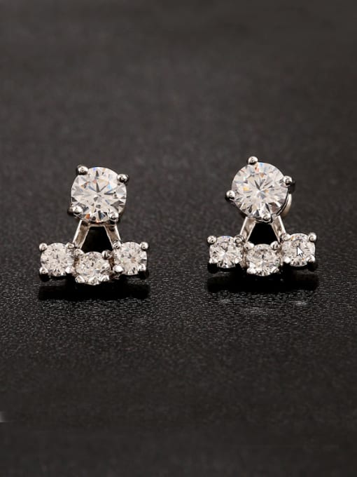 Qing Xing Post-hanging High-quality Eight Heart Eight Arrows Zircon With 925 silver Needle Anti-allergy Cluster earring 0