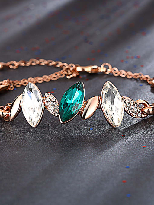 Rose Gold Elegant Rose Gold Plated Oval Shaped Rhinestones Bracelet