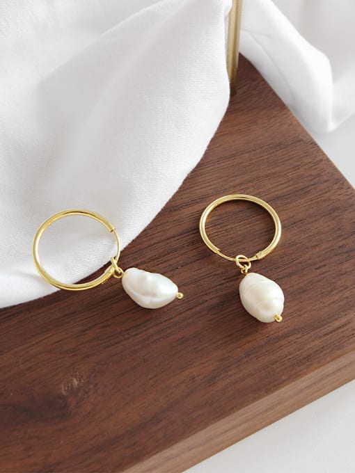 DAKA Sterling Silver simple geometric Baroque Freshwater Pearl Earrings 2