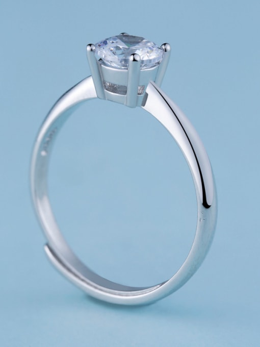 One Silver Simply Style Geometric Zircon Ring 3