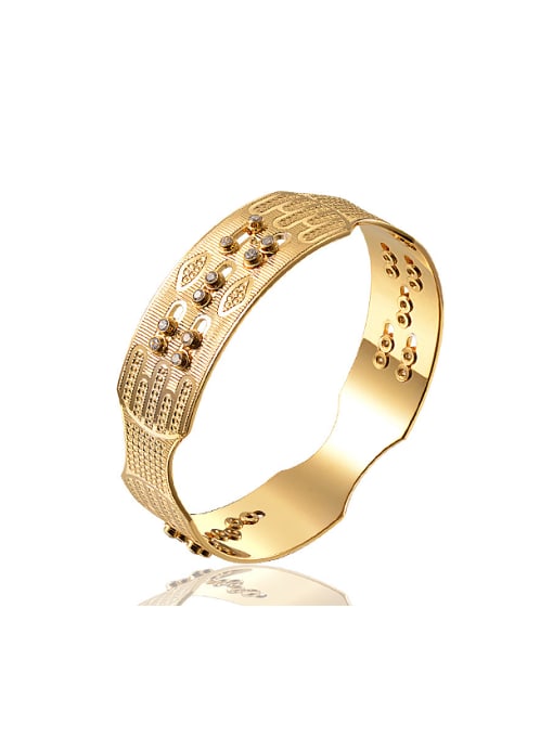 Ya Heng Luxurious Gold Plated Cubic Zirconias Copper Band Bracelet 0