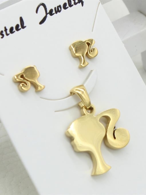 XIN DAI Gold Plated Girl's Head Two Pieces Set 0