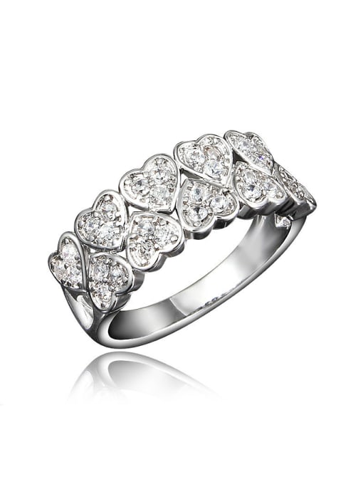 SANTIAGO Exquisite Platinum Plated Heart Shaped Zircon Ring 0