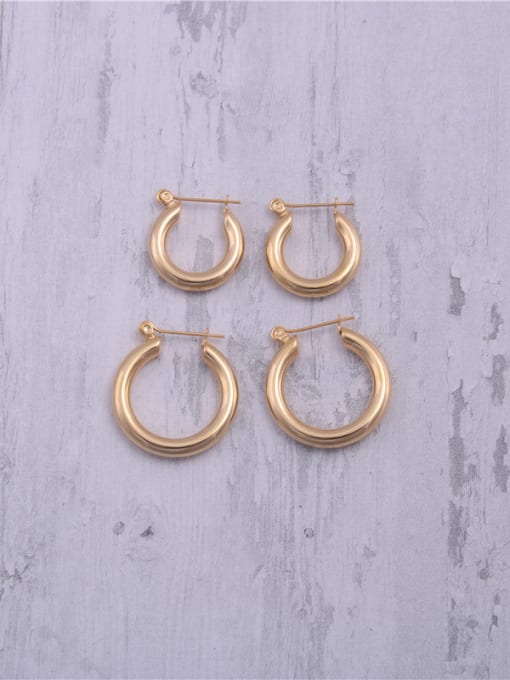 GROSE Titanium With Gold Plated Simplistic  Hollow  Round Hoop Earrings 3