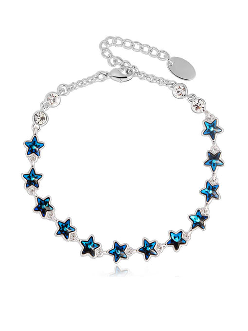 OUXI 18K White Gold Star Shaped Crystal Necklace 0