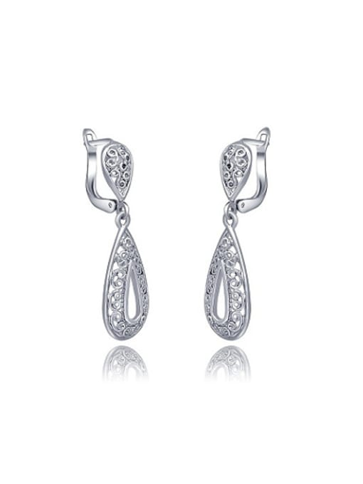 Platinum Delicate Water Drop Shaped Austria Crystals Earrings