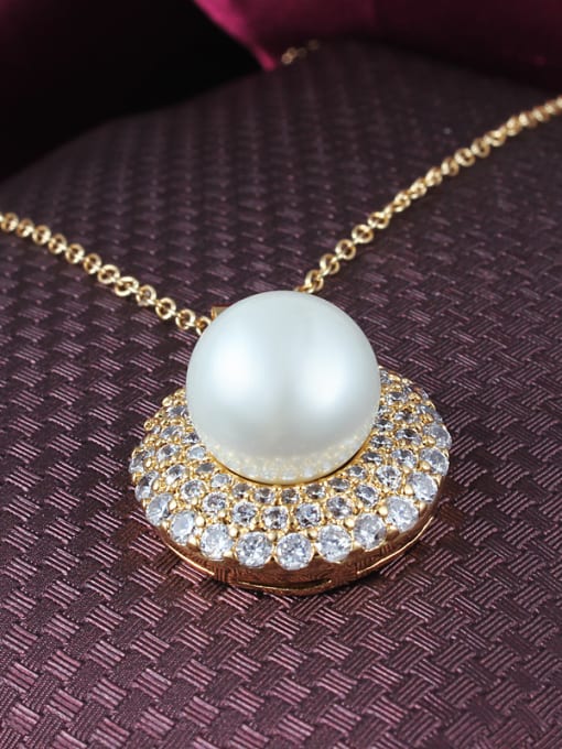 SANTIAGO Korean Style 18K Gold Plated Round Artificial Pearl Necklace 1