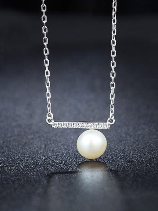 White S925 Silver Parl Necklace