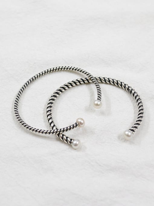 DAKA Pure Silver Designer freshwater pearl twist bracelet 1