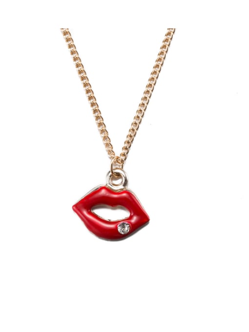 Red Sexy Rose Gold Red Lips Shaped Necklace