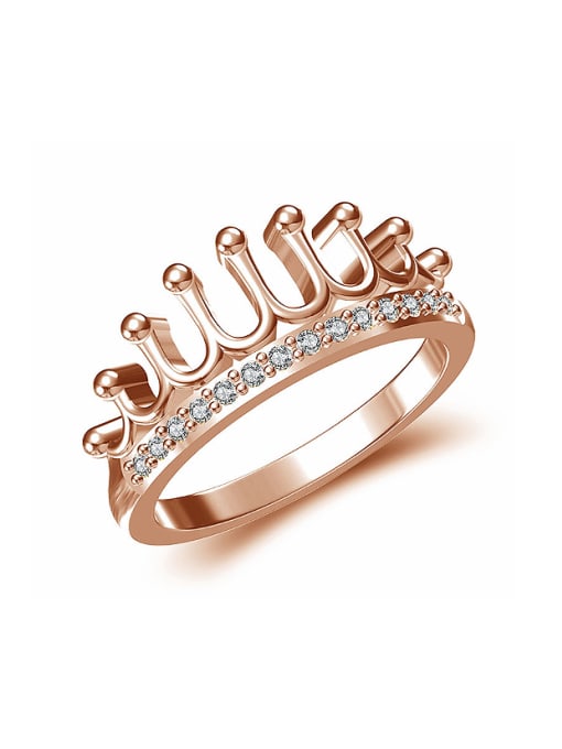 Rose Gold Fashion Crown Tiny Cubic Zirconias Copper Ring