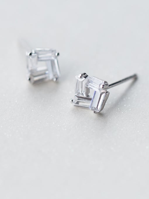 Rosh Couples Hollow Square Shaped Crystals Stud Earrings 2