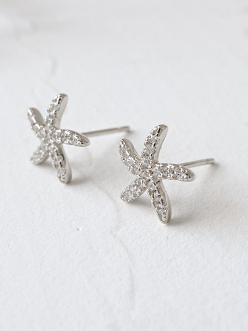 DAKA Sterling silver minimalist micro-inlay zricon starfish earrings 3