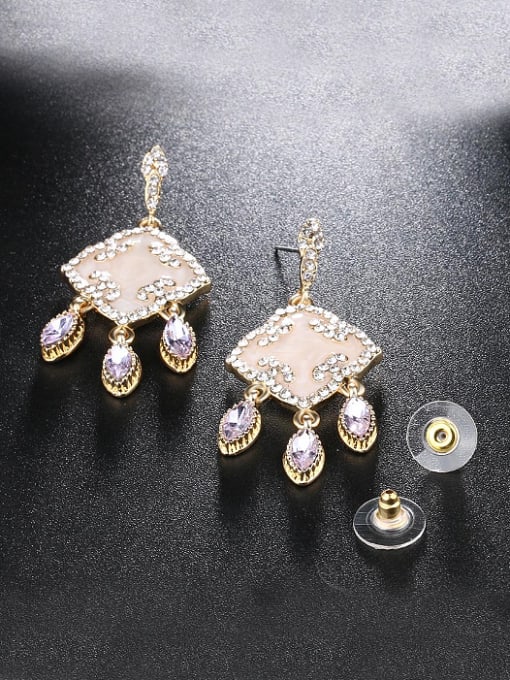 Gujin Retro style Purple Crystals White Rhinestones Alloy Three Pieces Jewelry Set 3