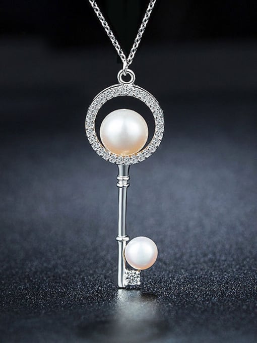 White Key Pearl Necklace
