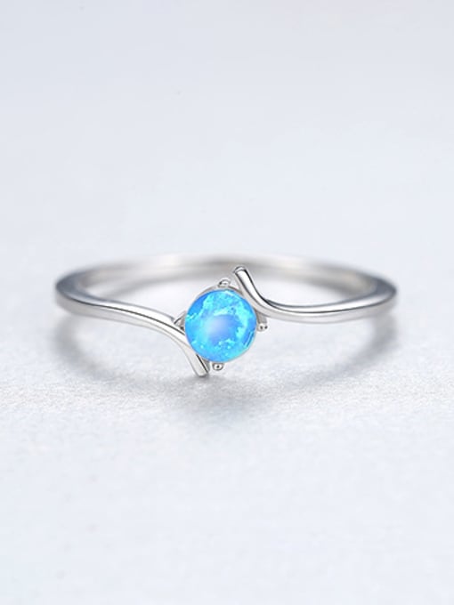 Light blue-22D04 925 Sterling Silver With Opal Simplistic Round Band Rings