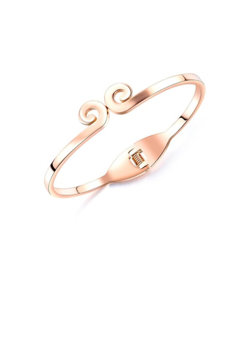 956-Bracelet Stainless Steel With Rose Gold Plated Simplistic Irregular Bangles