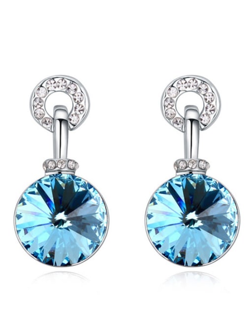 blue Fashion Shiny Cubic austrian Crystals Alloy Stud Earrings