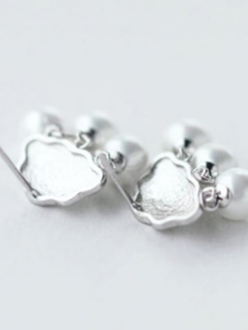 Rosh S925 silver fashion drawing cloud shell pearl drop earring 3