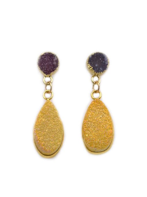 Yellow Fashion Water Drop shaped Natural Crystal Earrings