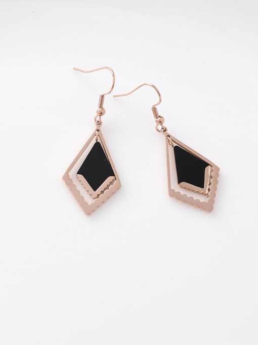 8#11366 Stainless Steel With Rose Gold Plated Fashion Geometric  Tassels Drop Earrings