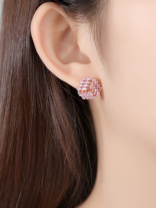 BLING SU copper With Cubic Zirconia Personality Geometric Stud Earrings 1