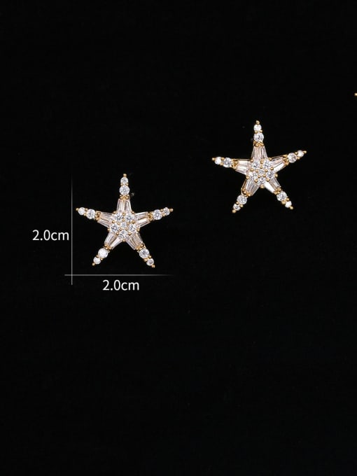 Mo Hai Copper With  Cubic Zirconia Simplistic Star Stud Earrings 3