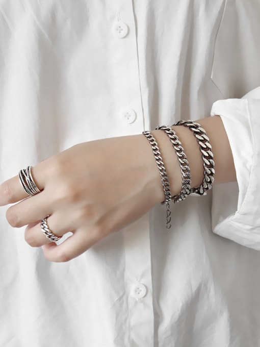 DAKA Pure silver retro neutral style chain bracelet (male and female optional) 2