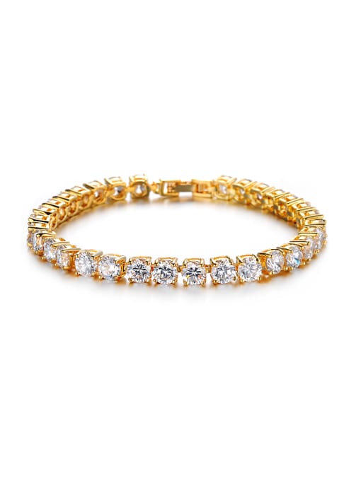 gold Simple Cubic Zircon-coverd Bracelet