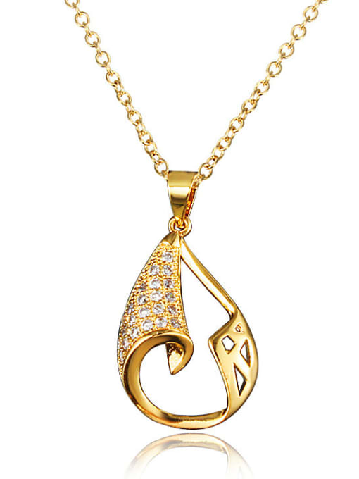 Gold Exquisite 18K Gold Plated Water Drop Shaped Zircon Necklace