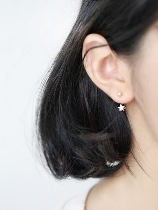 Rosh Fashionable Star Shaped S925 Silver Women Stud Earrings 0