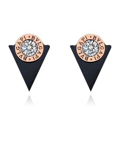 Rose Gold Simple Style Titanium 18K Rose Gold Triangle Shaped clip on earring