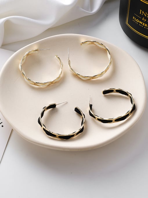 Girlhood Alloy With Gold Plated Simplistic Round Hoop Earrings 1