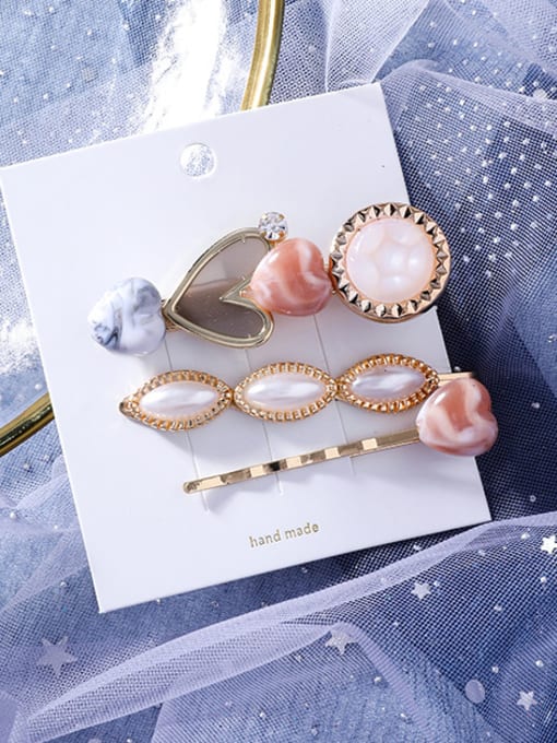 C white Alloy With Rose Gold Plated Fashion Heart Barrettes & Clips
