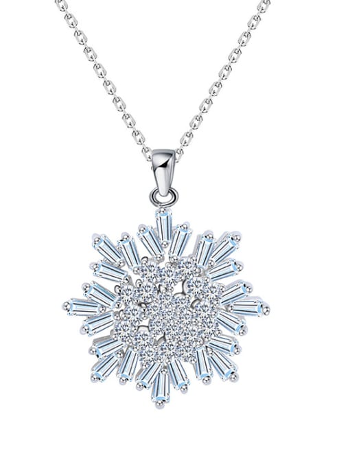 BLING SU Copper inlaid AAA zircon Snowflake Necklace 0