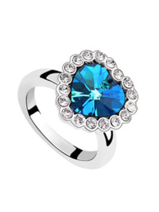 blue Fashion Heart austrian Crystals Alloy Ring