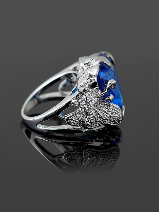 Wei Jia Fashion Blue Crystal Butterfly Alloy Ring 1