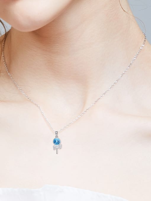 CEIDAI Simple Lollipop Blue austrian Crystal Necklace 1
