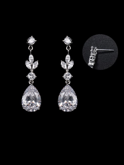Platinum Stud earring Copper With Platinum Plated Delicate Water Drop Drop Earrings