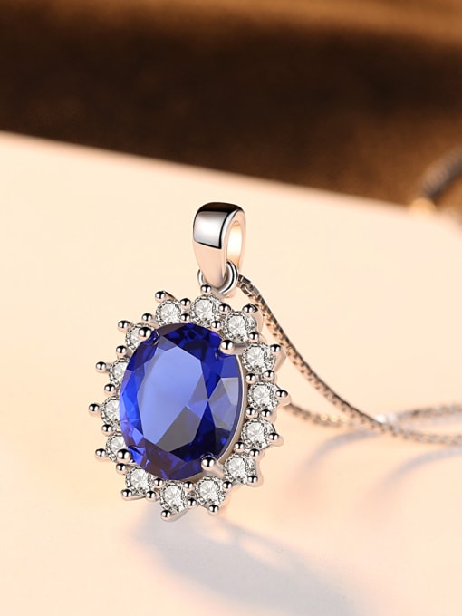 CCUI Sterling silver AAA zircon classic blue semi-precious stone necklace 2