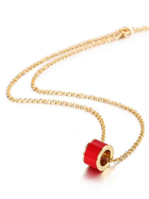Red 18K Gold Titanium Steel Couple Necklace