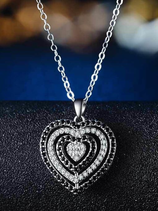 MATCH Copper With Cubic Zirconia Cute Heart Locket Necklace 1